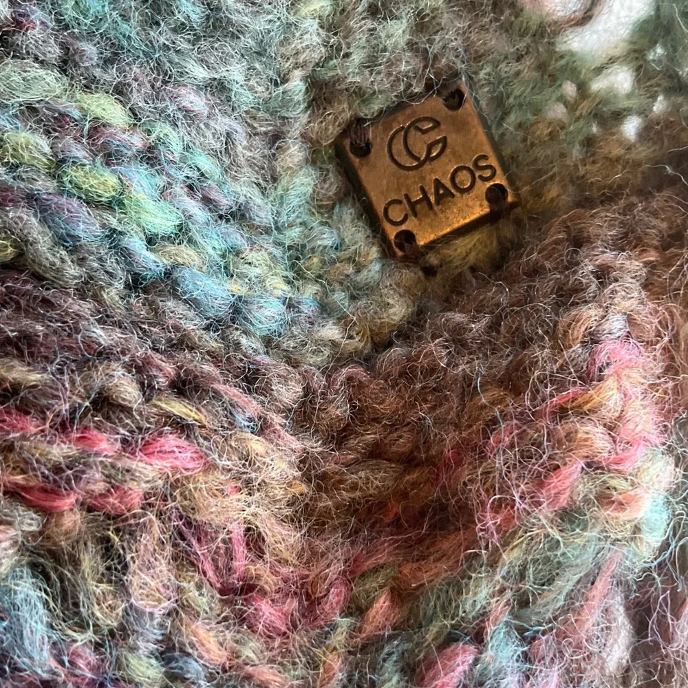 Chaos‎ Womens Knit Scarf Multi Color Textured Cable Knit O/S